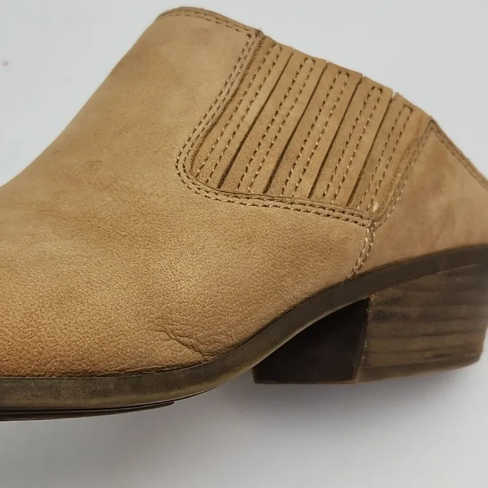 Frye Shoe Bootie Women 9.5 Brown Suede Leather Mule Slip On 2